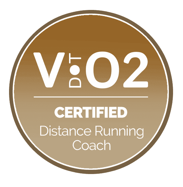 V.O2 certified distance running coach badge